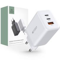 Laidinis įkroviklis 65W 2x USB-C PD + QC3.0 USB Tech-Protect C65W baltos spalvos