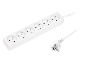 PR-670P 6 lizdų maitinimo prailginimo kabelis su įžeminimu 1.5 m baltas 3x1.5 mm