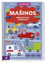 Mašinos. Užduotys su lipdukais 4–5 metų vaikams