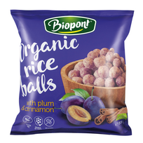 Ekologiški ryžių rutuliukai su slyvomis ir cinamonu, be glitimo | Biopont (55 g)