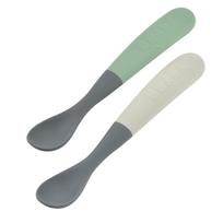BEABA PRADINIO MAITINIMO 2 VNT. SILIKONINIŲ ŠAUKŠTELIŲ RINKINYS TWO TONES SU DĖŽUTE, MINERAL GREY/SAGE GREEN