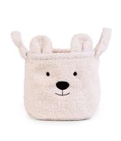 CHILDHOME DAIKTŲ IR ŽAISLŲ LAIKYMO KREPŠYS 25X20X20 CM, TEDDY OFF WHITE