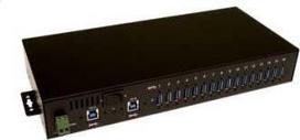 Exsys EXSYS EX-1116HMVS 16 prievadų USB 3.2 Gen1 DIN bėgio šakotuvas su apsauga nuo viršįtampių
