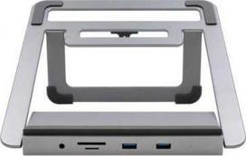 Exsys EXSYS EX-1223HM 12 viename USB-C prijungimo stotelė su stovu nešiojamam kompiuteriui, „Matebook“ ir „MacBook“