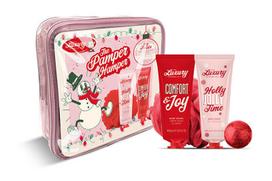 Dovanų rinkinys Luxury Christmas sweets, Cocoa & Vanilla: dušo želė, 100 ml + kūno losjonas, 100 ml + vonios bomba, 50 g + plaušinė