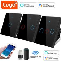 ES standartinis Tuya Smart Life WIFI sieninis jungiklis 1/2/3 Gang 1 Way 220V Stiklinis jutiklinis jungiklis Balso valdymo išmanusis jungiklis veikia su Alexa Google Home 1 Gang balta