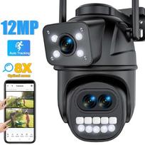 Nauja EU 12MP 6K WiFi kamera lauko trimis objektyvais dvigubi ekranai 8x priartinimas CCTV mini vaizdo kamera automatinis sekimas saugumo apsaugos stebėjimo programa iCSee 4MP Camera