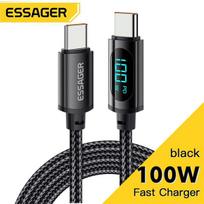Essager PD 100W USB tipo C laidas prie USB C 7A greito įkrovimo įkroviklio laidas, skirtas OPPO Realme Huawei Poco Samsung duomenų rodymo kabeliui 1m 7A100W A-C juoda