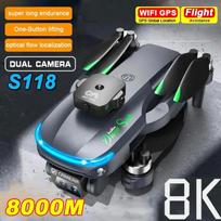 Naujas S118 bešepetėlis mini dronas HD ESC trijų kamerų variklio optinis srautas, sklandantis kliūčių išvengimas, vėjui atsparus keturkopterio žaislas 1 battery juoda