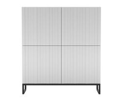 TV komoda Meble Lindner 112 cm baltas matinis, metalinis rėmas