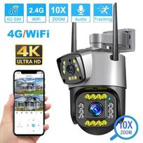 Nauja ES dviejų objektyvų 4G IP kamera WiFi 8MP 4K stebėjimo kamera belaidė lauko išmaniojo namo naktinio matymo skaitmeninio priartinimo CCTV kamera WIFI
