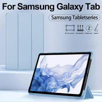 Planšetinio kompiuterio odinis dėklas, skirtas Samsung Galaxy Tab S11 S10 12.4 S7 FE S7 S8 S9FE Plus S6 S10 Lite A7 A8, atverčiamas dėklas, silikoninis minkštas smūgiams atsparus apsauginis dangtelis Tab S7 FE 12.4in dangaus mėlyna spalva