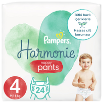 PAMPERS Harmonie Nappy Pants 4 (9-15 kg) sauskelnės, 24 vnt.