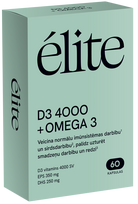 ELITE D3 4000 IU + Omega-3 kapsulės, 60 vnt.