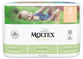 MOLTEX Pure & Nature 2 Mini sauskelnės, 38 vnt.