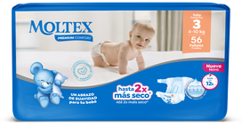 MOLTEX Premium Comfort 3 Midi sauskelnės, 56 vnt.