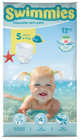 MOLTEX Swimmies S ( 4-9 Kg) sauskelnės, 12 vnt.