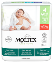 MOLTEX Pure & Nature 4 Maxi sauskelnės-kelnaitės, 22 vnt.