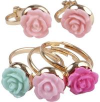 Rinkinys BOUTIQUE Rose Rings & Earring, 3 žiedai, 1 rinkinys su prisegamais ausk arais