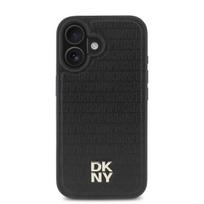 DKNY PU Leather Repeat Pattern Stack Logo MagSafe Apple iPhone 16 Plus dėklas telefonui juodos spalvos
