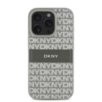 DKNY PU Leather Repeat Pattern Tonal Stripe Apple iPhone 16 Pro Max dėklas telefonui smėlio spalvos