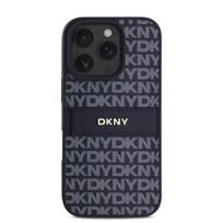 DKNY PU Leather Repeat Pattern Tonal Stripe Apple iPhone 16 Pro Max dėklas telefonui mėlynos spalvos