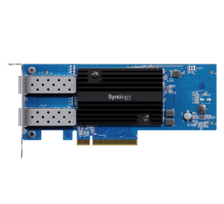 Synology E25G30-F2 Dual-port 25GbE SFP28 add-in card designed to accelerate bandwidth-intensive workflows | Synology E25G30-F2 | 25 GT/s | PCIe 3.0 x8
