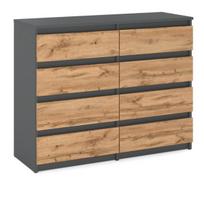 Komoda Su Stalčiais Pilkas Ąžuolas Wotan 120Cm Tv Spintelė