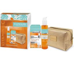 Kosmetikos rinkinys Clinians Vitamin C: veido valymo gelis, 150 ml + serumas, 30 ml + kosmetinė