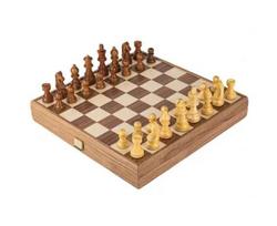 Staunton Walnut medinių šachmatų rinkinys su 27cm Inkrustuota lenta Manopoulos