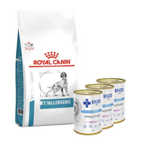 ROYAL CANIN Anallergenic AN18 8kg + 3x ENZO VET Hipoalerginė dieta su triušiena šunims 400g