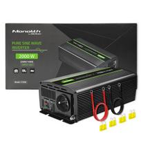 Qoltec monolitinis įtampos keitiklis | 1000W | 2000W | nuo 24V iki 230V | grynas sinusas
