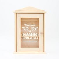 Medinė raktų dėžutė Visur gerai, bet namie geriausia, ruda