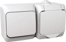 One way switch + socket IP44 white Cedar Plus WDE000500 | 3303432403003