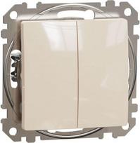 Double 2-way switch 10AX beige Sedna Design SDD112108 | 3606481478764