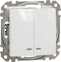 Two gang switch 10AX white with blue locator LED Sedna Design SDD111105L | 3606481478092