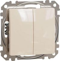 Double 1-way Push-Button 10A, beige Sedna Design SDD112118 | 3606481478825
