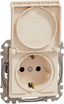 Socket outlet, grounded, with lid, with screw, beige Sedna Design SDD112023 | 3606481478573