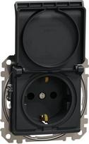 Socket outlet, grounded, with lid, with screw, anthracite Sedna Design SDD114023 | 3606481479778