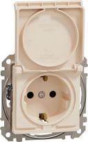 Socket outlet, grounded, with lid, screwless, beige Sedna Design SDD112024 | 3606481478580