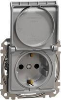 Socket outlet, grounded, with lid, screwless, aluminium Sedna Design SDD113024 | 3606481479174