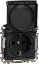 Socket outlet IP44, grounded, with lid, screwless, anthracite Sedna Design SDD214024 | 3606481482167