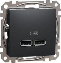 USB socket 2XUSB (A+A) 2,1A 12W anthracite Sedna Design SDD114401 | 3606481480163