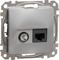 TV + RJ45 data outlet CAT6 UTP, aluminium Sedna Design SDD113469T | 3606481466891