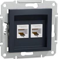 Data socket, 2xRJ45  CAT5, anthracite, Asfora EPH4400171 | 3606480729768