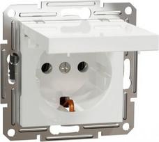 Socket outlet, 1-gang, with lid, without frame, with side  grounding, white, Asfora EPH3170121 | 3606480987120