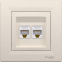Single data outlet 2xRJ45 cat5e UTP with frame cream Asfora EPH4400123 | 3606480527005