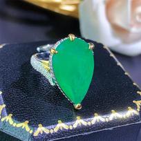 Paraiba Zircon Ring Open Emerald Simple Luxury Vintage smaragdas