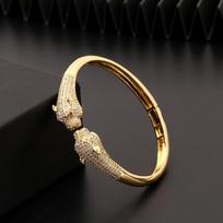 Trend Fashion Animal Leopard Bracelet Creative Hip Hop Personalized Micro Inlaid Zircon Open Women's Bracelet 18cm