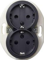 Double socket outlet, black, Renova WDE011322 | 3606480661020